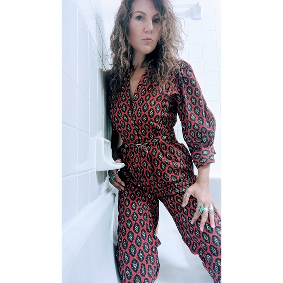 Amazing late 70s cotton paisley jumpsuit - Picture 7 of 7